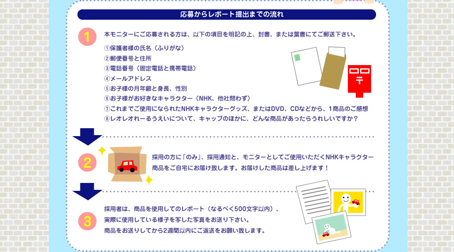 応募からレポート提出までの流れ