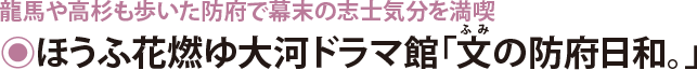 龍馬や高杉も歩いた防府で幕末の志士気分を満喫 ほうふ花燃ゆ大河ドラマ館「文の防府日和。」